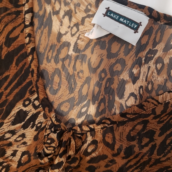 Lake Matley Leopard Sheer Blouse Size Large - Picture 5 of 5